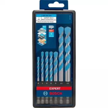 Juego de brocas Bosch Expert HEX-9, 7 piezas, tamaños 4–12 mm, vástago HEX-9