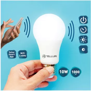 Bombilla inteligente Tellur WiFi E27, 10W blanca/cálida, regulable