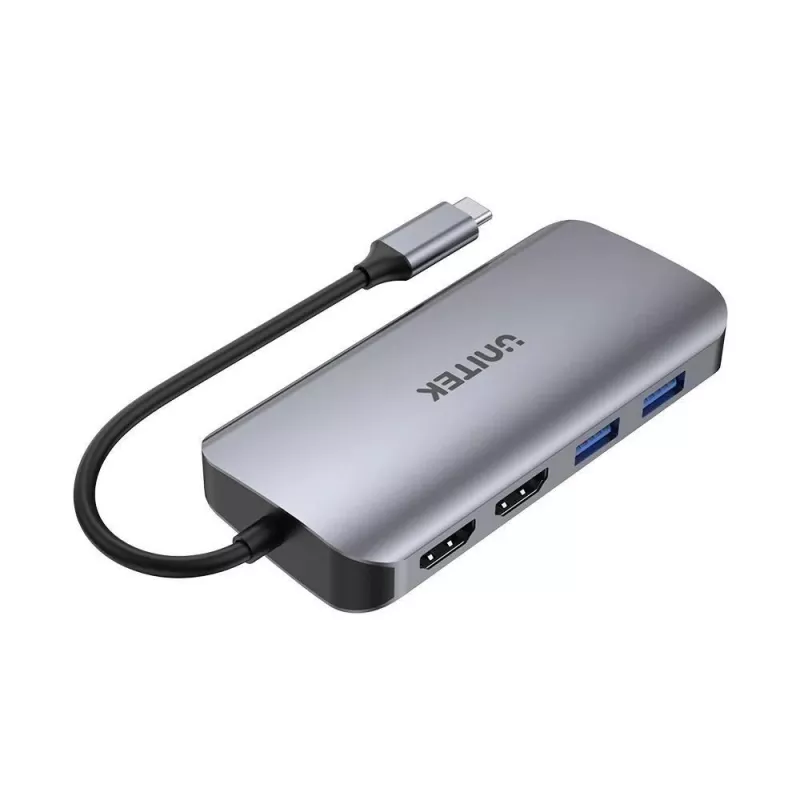 Hub USB-C Unitek D1122A01 con 2x HDMI 4K y 100W Power Delivery