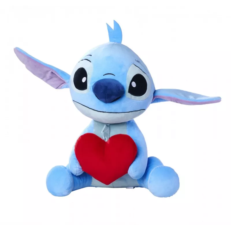 Peluche SIMBA Stitch con corazón 50 cm, personaje suave y mullido