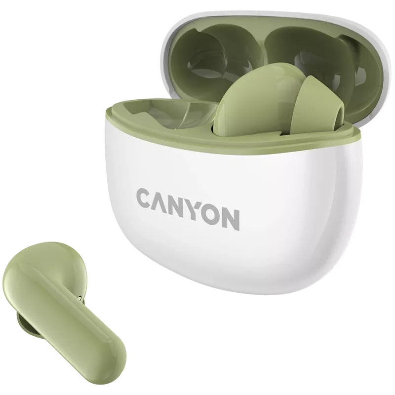 Auriculares in-ear CANYON TWS-5, verde Bluetooth 5.3, control táctil, entrada de carga: USB-C