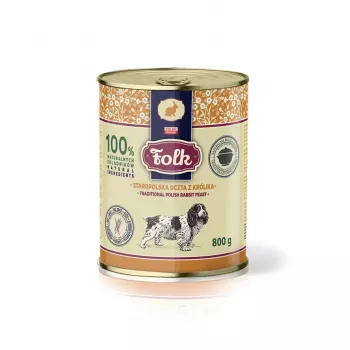 FOLK Tradicional festín de conejo polaco - Comida húmeda para perros - 800g