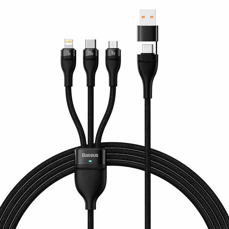 Cable USB Baseus CASS030101 1,2 m USB-A/USB-C USB-C/Micro-USB-B/Lightning negro