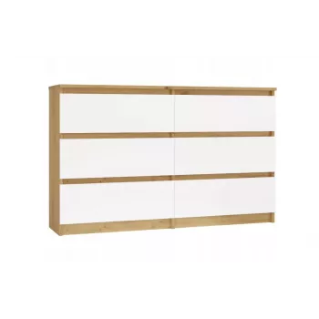 Cómoda 6 cajones 120 cm Top E Shop Malwa — Artisan Oak / blanco, aglomerado