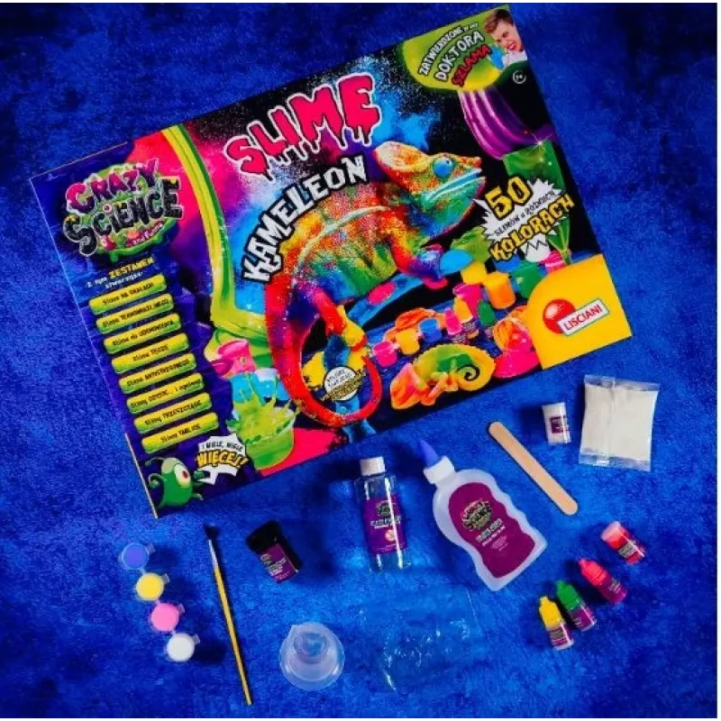 Kit de ciencia Liscianigiochi Crazy Science Slime Camaleón 304-PL89246 – set educativo de experimentos con slime