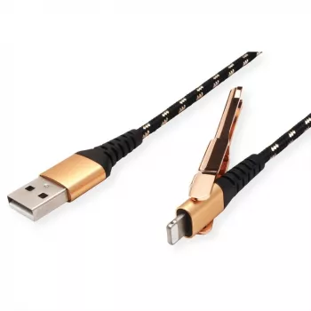 Cable Lightning ROLINE 11.02.8923 1m negro dorado