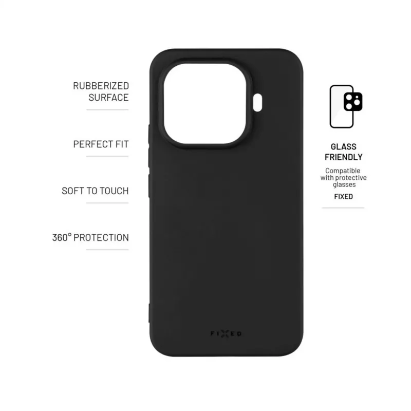 Funda trasera FIXED para móvil Xiaomi 15T Pro – funda protectora negra de goma