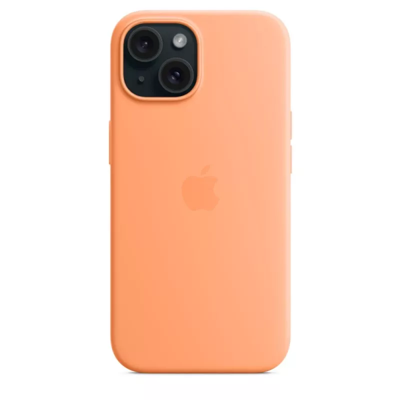 Apple iPhone 15 Funda de silicona con MagSafe – Orange Sorbet
