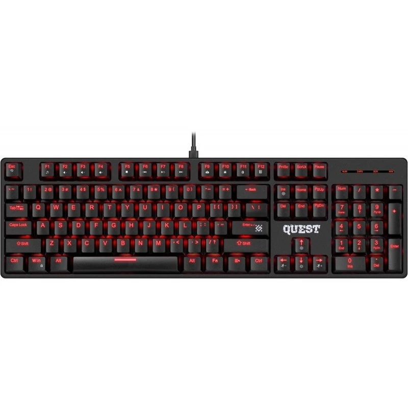 Teclado mecánico DEFENDER QUEST GK-596 — retroiluminación RGB, anti-ghosting, con cable, diseño compacto
