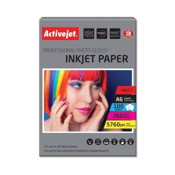 Activejet AP6-260GR100 papel fotográfico para impresoras de inyección de tinta; A6; 100 uds., 10x15