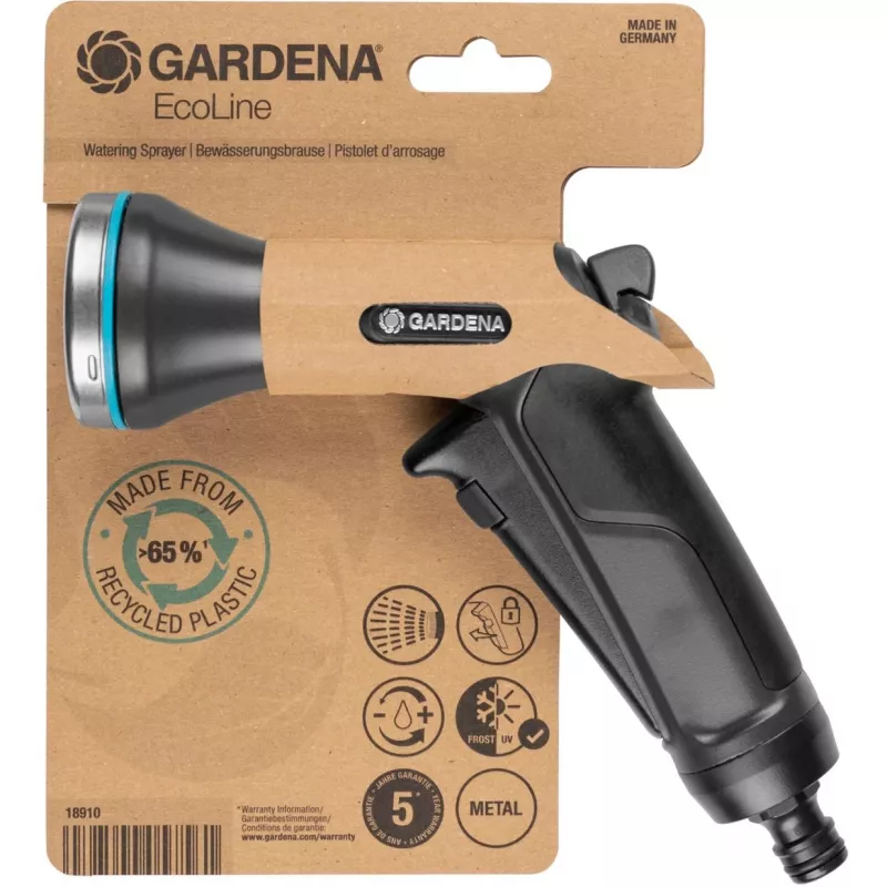 Pistola pulverizadora de agua para jardín boquilla Gardena 18910-20 plástico negro