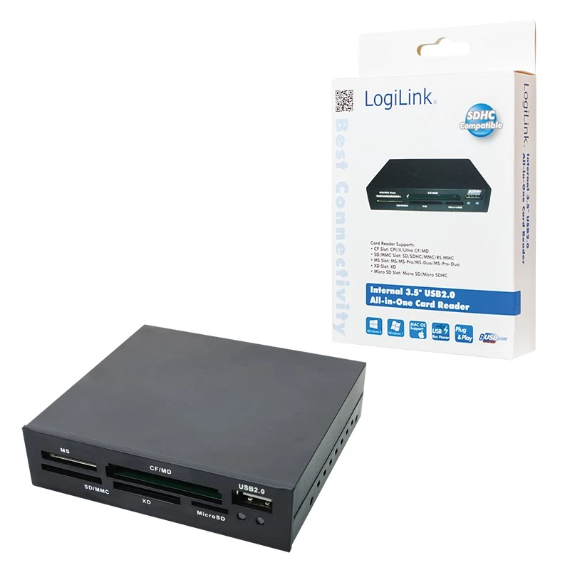 LogiLink CR0012 Lector de tarjetas USB 2.0 interno negro