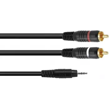Cable adaptador de audio Omnitronic jack de 3,5 mm a 2×RCA, 1 m