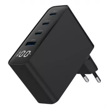 Gembird TA-UC-PDQC100LCD-01-BK Cargador para dispositivos móviles, portátil, smartphone, negro, carga rápida AC, interior