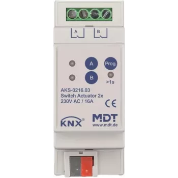 Actuador de conmutación MDT technologies 2 canales 2TE REG, 16A, 230VAC AKS-0216.03 (AKS-0216.03)