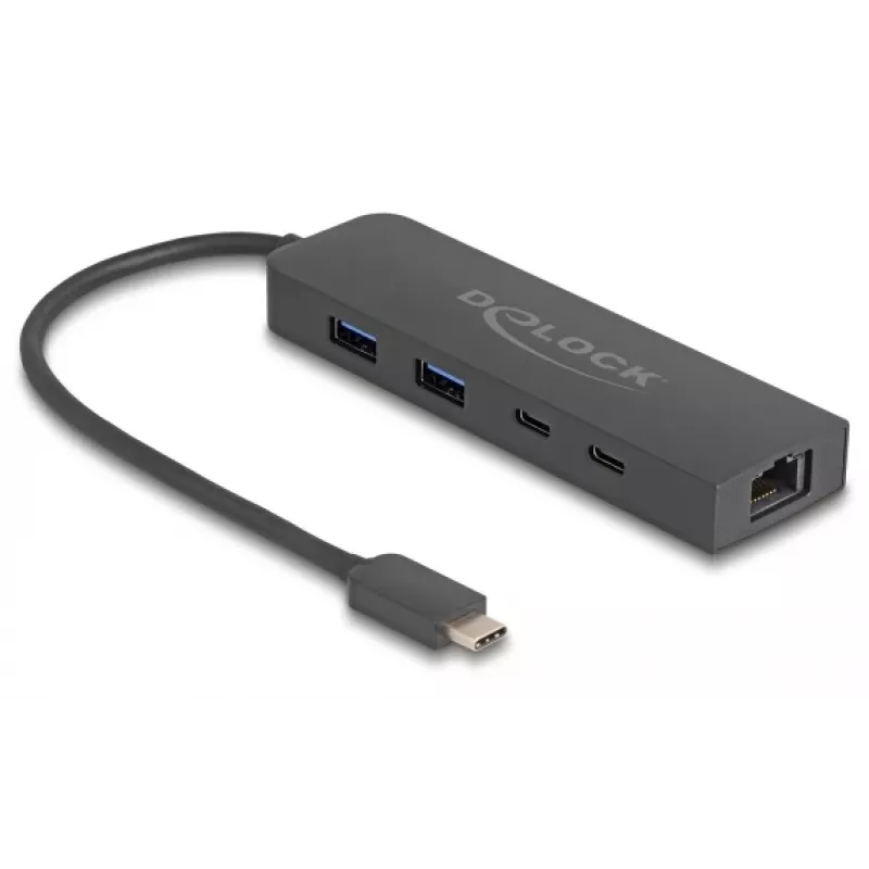 Hub USB DeLOCK 10 Gbit/s con 2,5 Gigabit LAN y PD 85 vatios