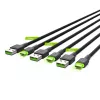 Green Cell Ray KABGCSET02 set de cables USB-A a USB-C (3 uds.), 1,2 m, 480 Mbps, retroiluminación LED verde