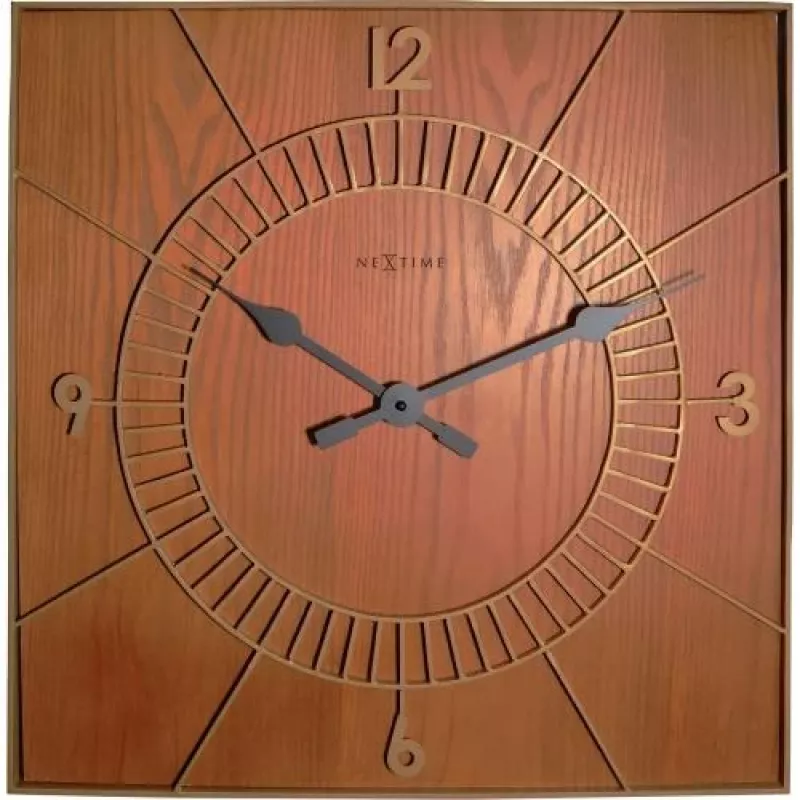 Reloj de pared NeXtime 3112br Wood Square, 50x50 cm, pared, marrón