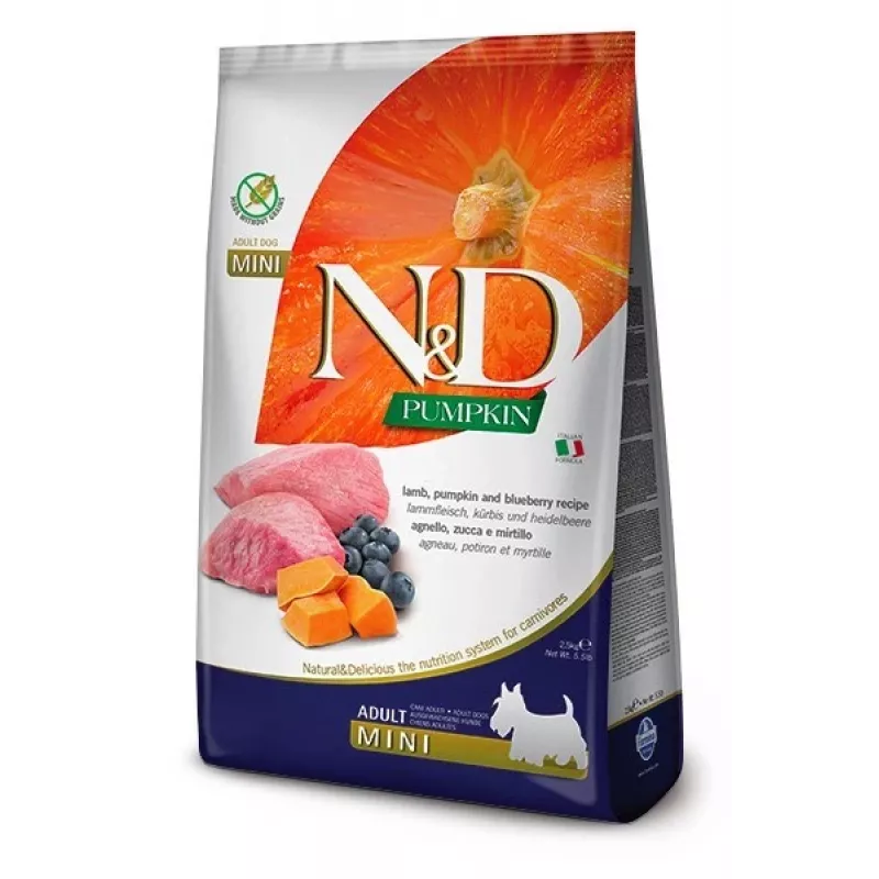 FARMINA N&D Pumpkin Lamb & Blueberry Adult Mini - Pienso para perros - 2,5 kg