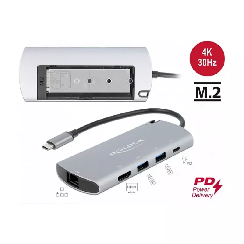 Estación de acoplamiento DeLOCK USB Type-C con ranura M.2