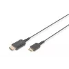 DIGITUS cable de conexión HDMI High Speed - cable HDMI - HDMI macho a 19 pin mini HDMI Type C macho - 2,0m - doble aislamiento - Negro - moldeado
