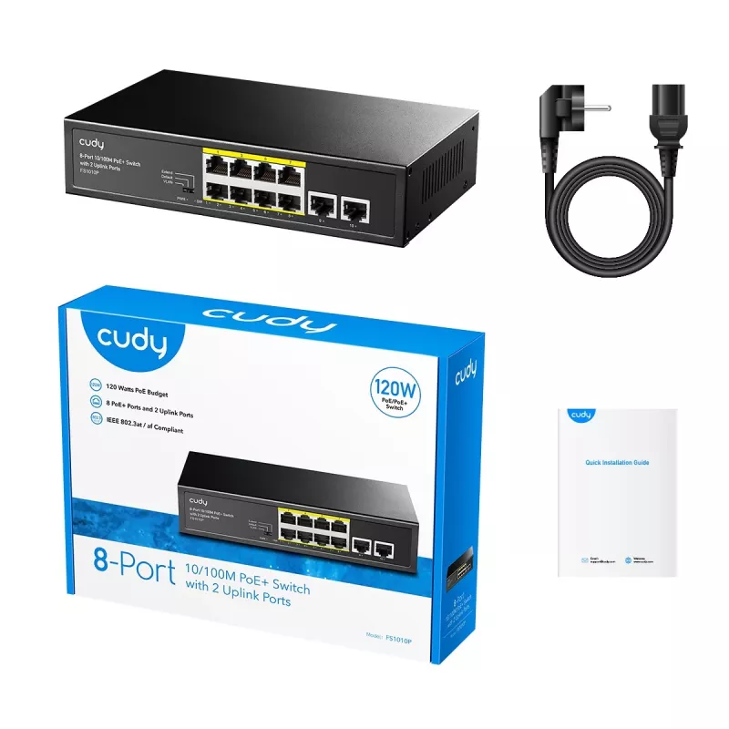 Cudy FS1010P Switch de red Fast Ethernet (10/100) Power over Ethernet (PoE) negro