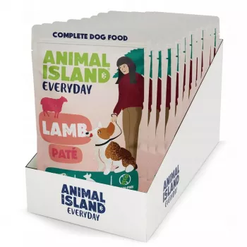 Comida húmeda para perros animal island Everyday Lamb 10×150g bolsas — alimento completo para perros adultos, 81% humedad, 9% proteína, 6% grasa