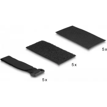 Almohadilla de velcro autoadhesiva DeLOCK con brida de cable de velcro set 10 uds. negro (19107)