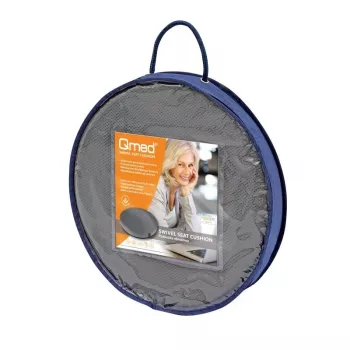 Cojín de asiento MDH DRQE3M0BBXXXP — cojín redondo de espuma con gel refrigerante, Ø 390 mm, altura 50 mm, gris, carga máx. 120 kg