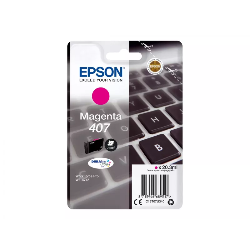 Cartucho de tinta Epson C13T07U340 magenta alto (XL) rendimiento para WF-4745 Series