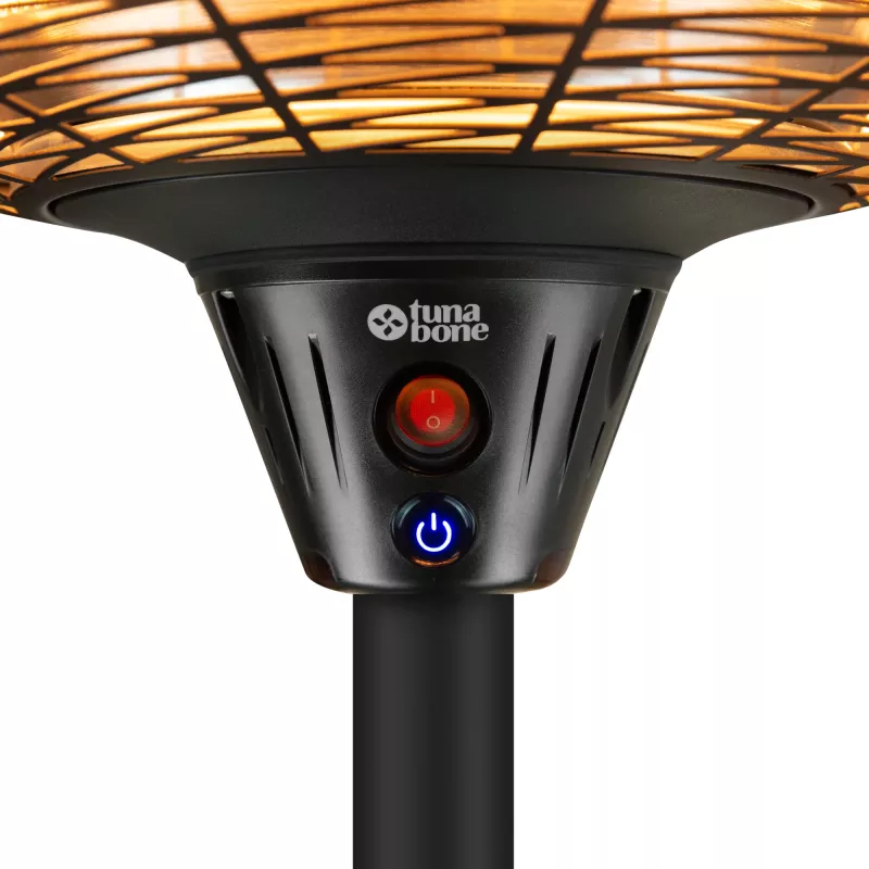Estufa de pie eléctrica de infrarrojos TARGUS TB2068S-01, 2000 W, 3 niveles de potencia, IP45, para hasta 20 m²