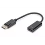 Adaptador DIGITUS, conector macho DisplayPort - conector hembra HDMI A, DisplayPort estándar 1.1a, certificado UL20276, AWG28 (DB-340400-001-S)