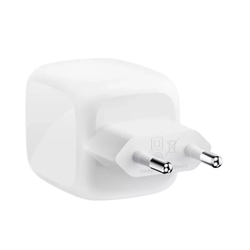 Cargador rápido AC de interior Belkin WCH020KQ2MWH-B6 – 2x USB-C, cable integrado de 2 m, blanco