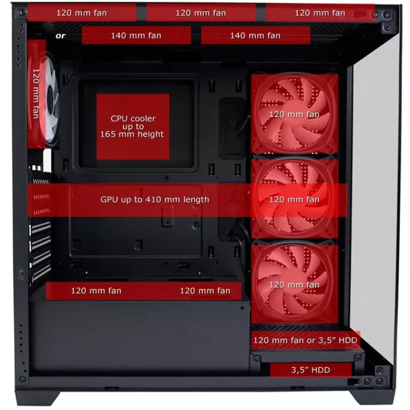 LC-Power Caja MidiTower 715B negra USB3.2/Audio sin fuente de alimentación SEAMLESS_X (LC-715B-ON)
