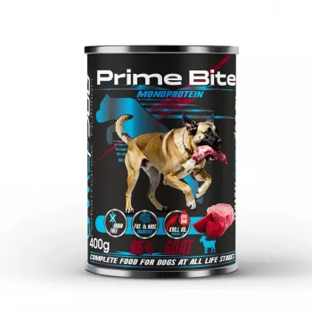 PRIME BITE Monoprotein cabra con remolacha – comida húmeda para perros – 400 g