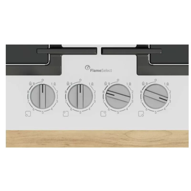 Placa de gas empotrable Bosch PPP6A2I40, 4 zonas, rejillas de hierro fundido, negra, 590×520×54 mm, control por mando giratorio