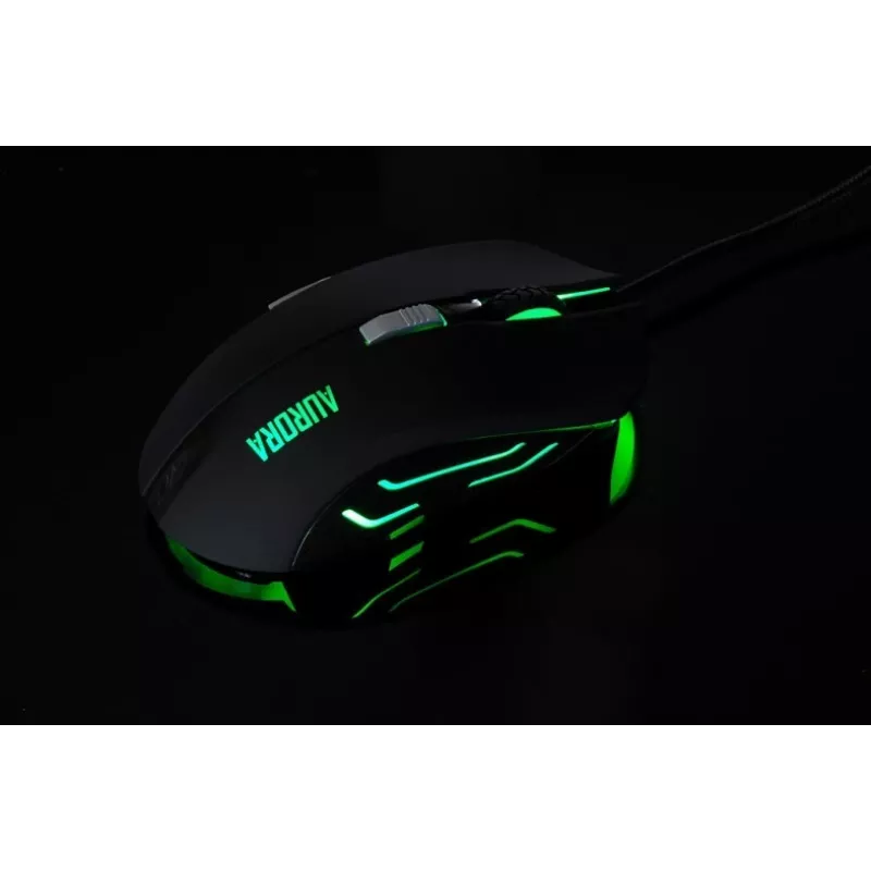 iBox Aurora A-1 IMOGS9031 ratón gaming óptico con cable, 2400 DPI, USB Type-A, RGB, para diestros, negro