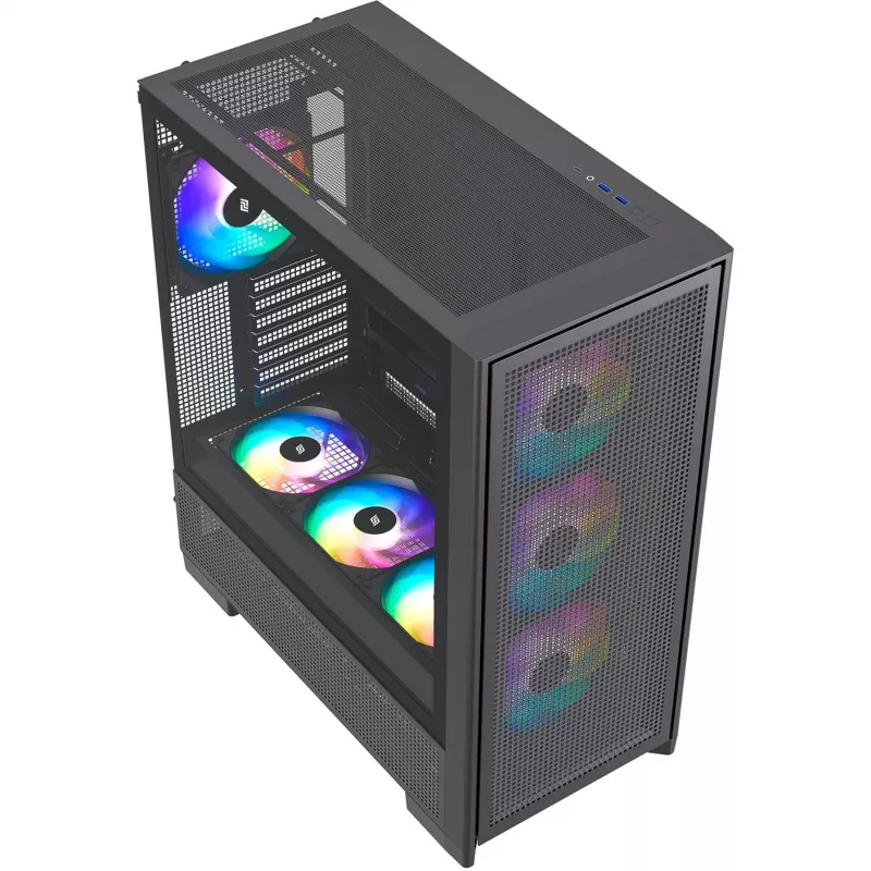 Caja de PC Silentware Air 2000 A-RGB negra — semitorre, ventana lateral de cristal templado