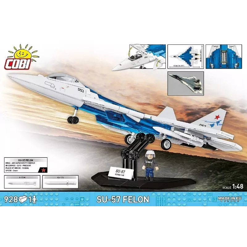 Set de construcción Cobi SU-57 Felon, 928 piezas – modelo Cobi COBl-5909