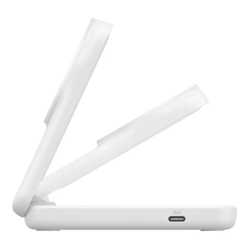 Belkin UltraCharge 25W Qi2 base de carga inalámbrica plegable 2 en 1, blanca (WIZ038KQWH)