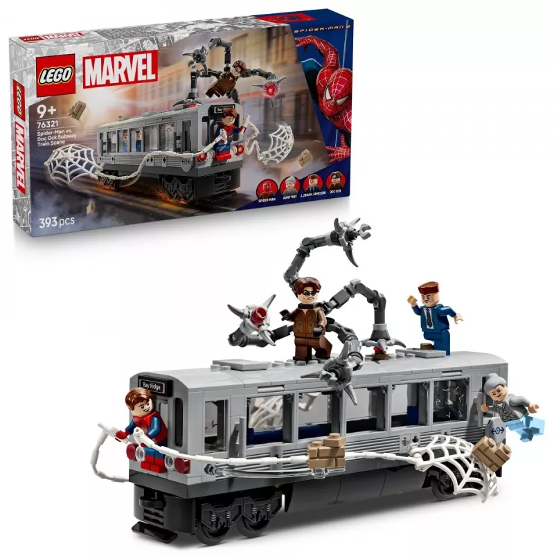 LEGO Marvel Super Heroes 76321 Spider-Man Doc Ock Subway Showdown juguete de construcción, 393 piezas, 4 minifiguras, edad 9+