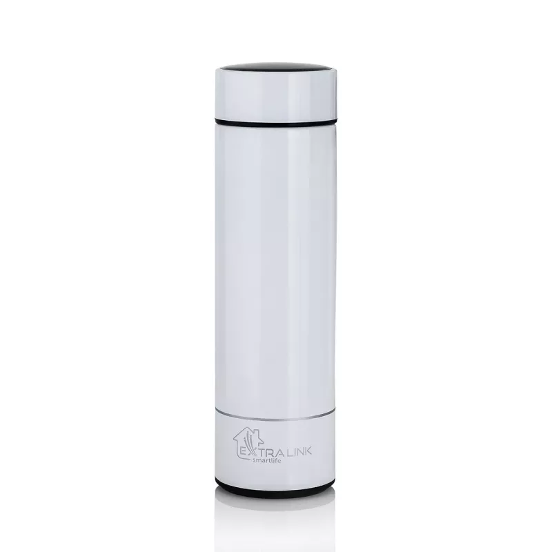 Extralink Smart Travel Mug blanco, taza térmica con indicador de temperatura