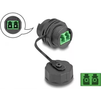 Conector de cable de fibra óptica Delock LC Duplex hembra a LC Duplex hembra con tapa de cierre resistente al agua (88033)