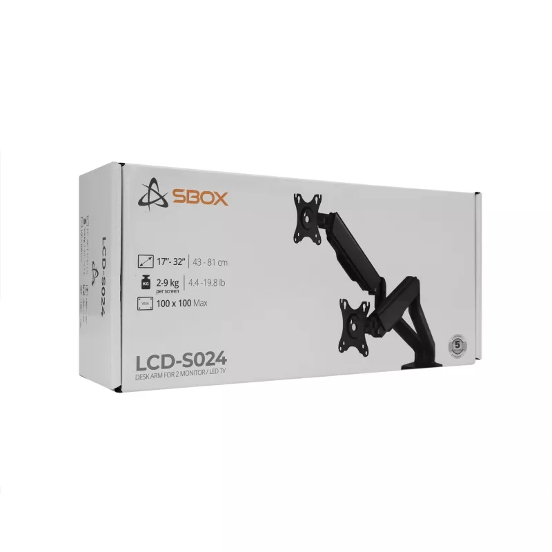 Soporte de sobremesa Sbox LCD-S024-2 (17-32/2x2-9kg/100x100)