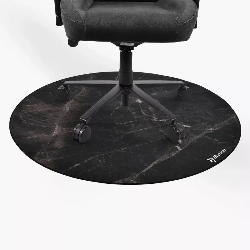 Alfombrilla protectora para sillas Arozzi Zona Round Floor Pad – Negro Marble, alfombrilla protectora redonda para suelos duros y moquetas