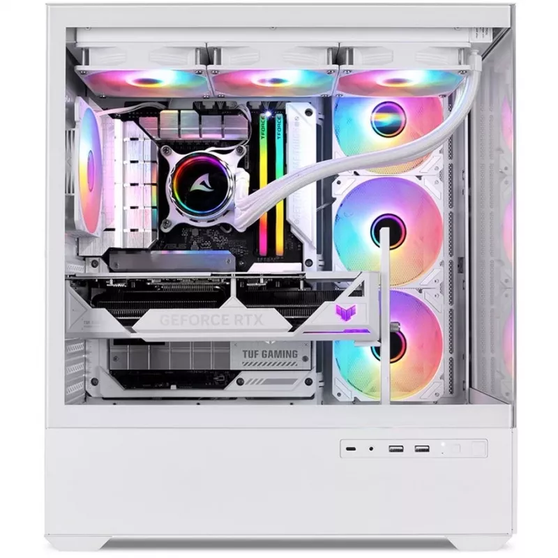 Caja de PC Sharkoon AK6 RGB, ATX, Blanca