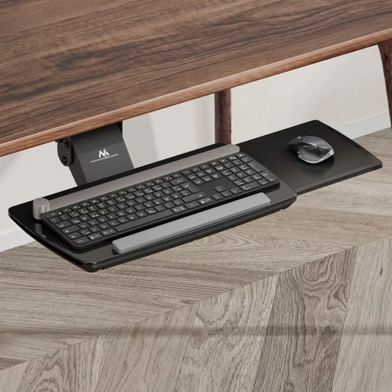Soporte de teclado bajo mesa Maclean, regulable, máx. 5 kg, negro, MC-156 B