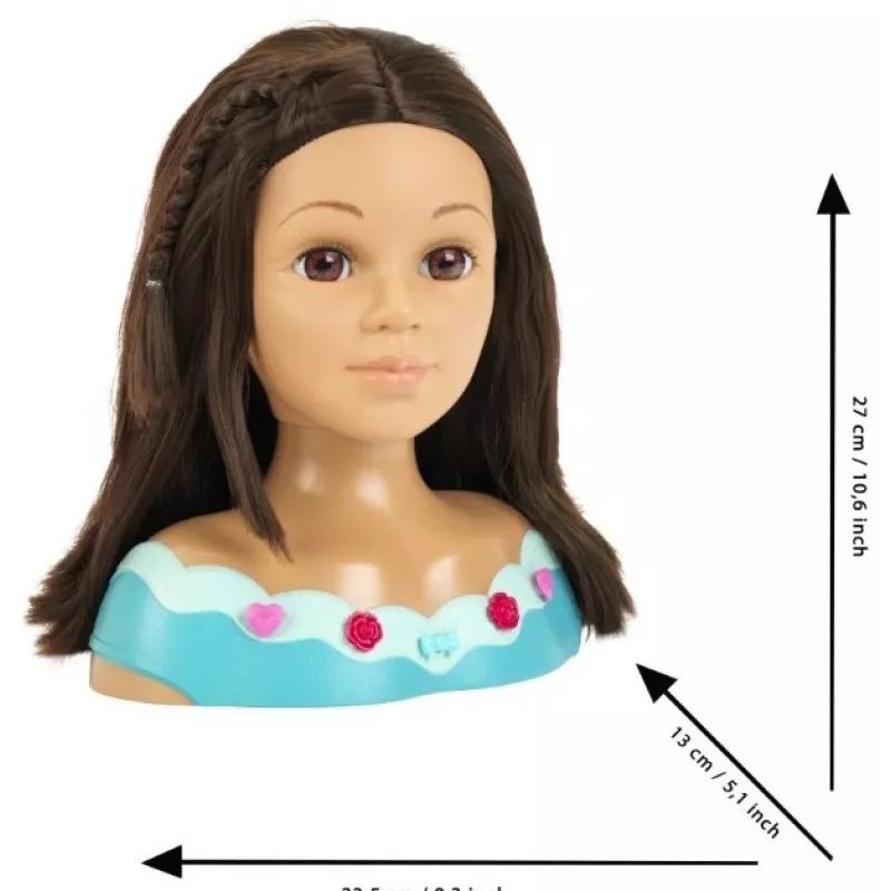 Cabeza de estilismo KLEIN Mia 5201 con cabello realista y accesorios para practicar peinados