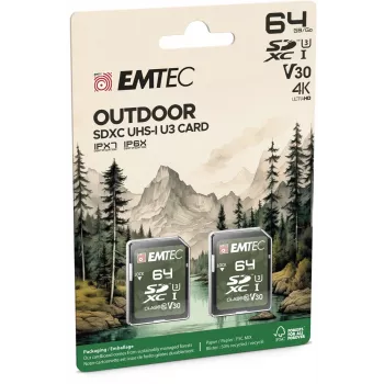 Memoria flash Emtec 64GB UHS-I U3 V30 Outdoor ECMSD64GXCU3ORP