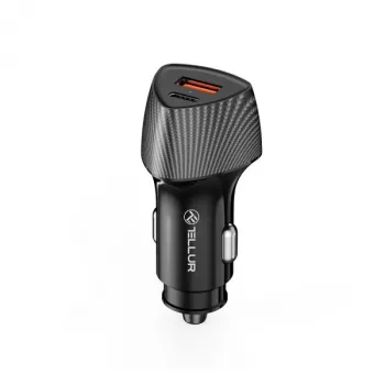 Cargador de coche Tellur FCC10 38W 6A PD20W QC3.0 – fuente de alimentación para vehículo USB-C y USB-A